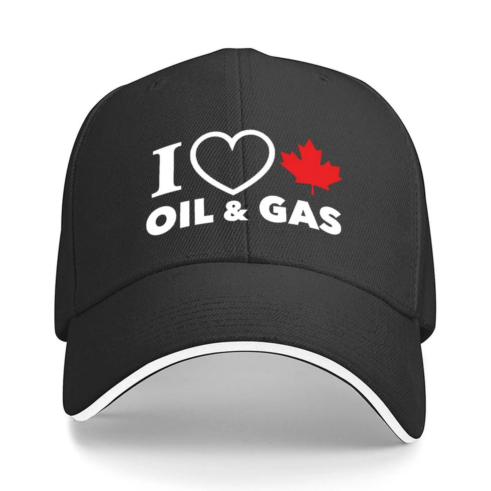 

I Love Canadian Oil and Gas Red Heart and Maple Leaf Alberta Pipelines black background HD HIGH QUALITY ONLINE STOR Baseball Cap