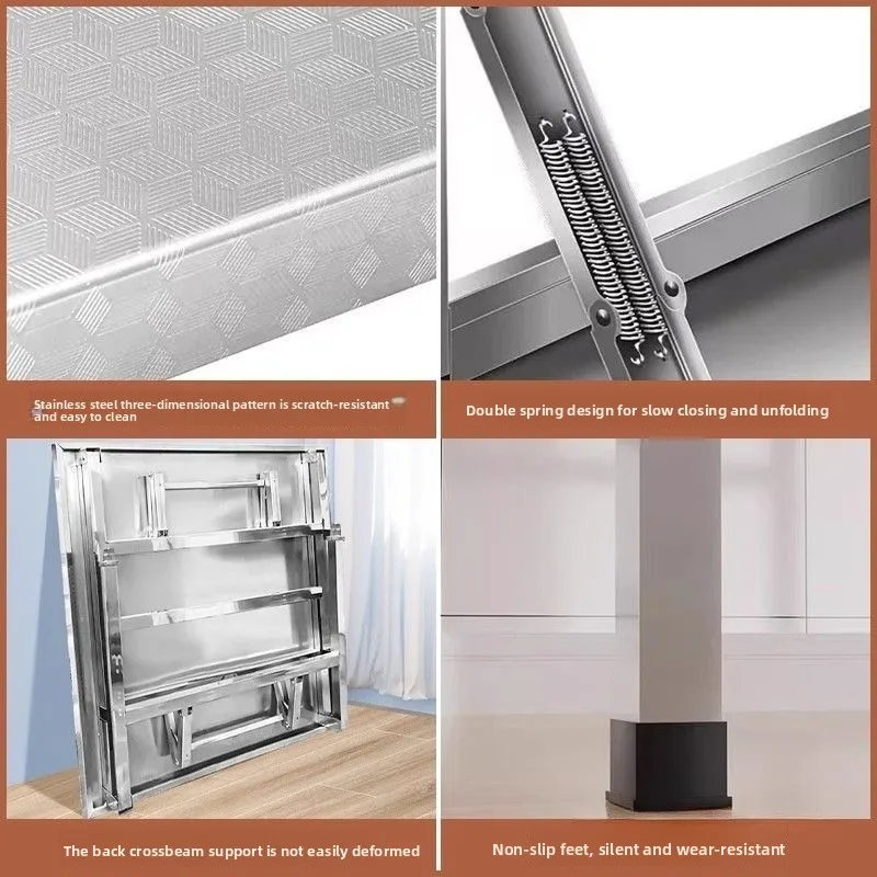 Extra thick stainless steel folding table, rectangular picnic skewer table