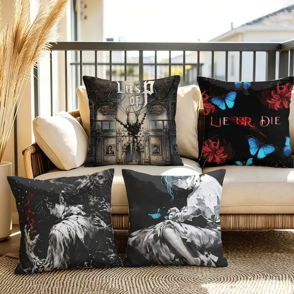 L-Lies of P Game Cushion Cover Soft Plush Throw Pillow Cover Double-Sided Decorative Cushion Case Sofa Bedroom Home Decor