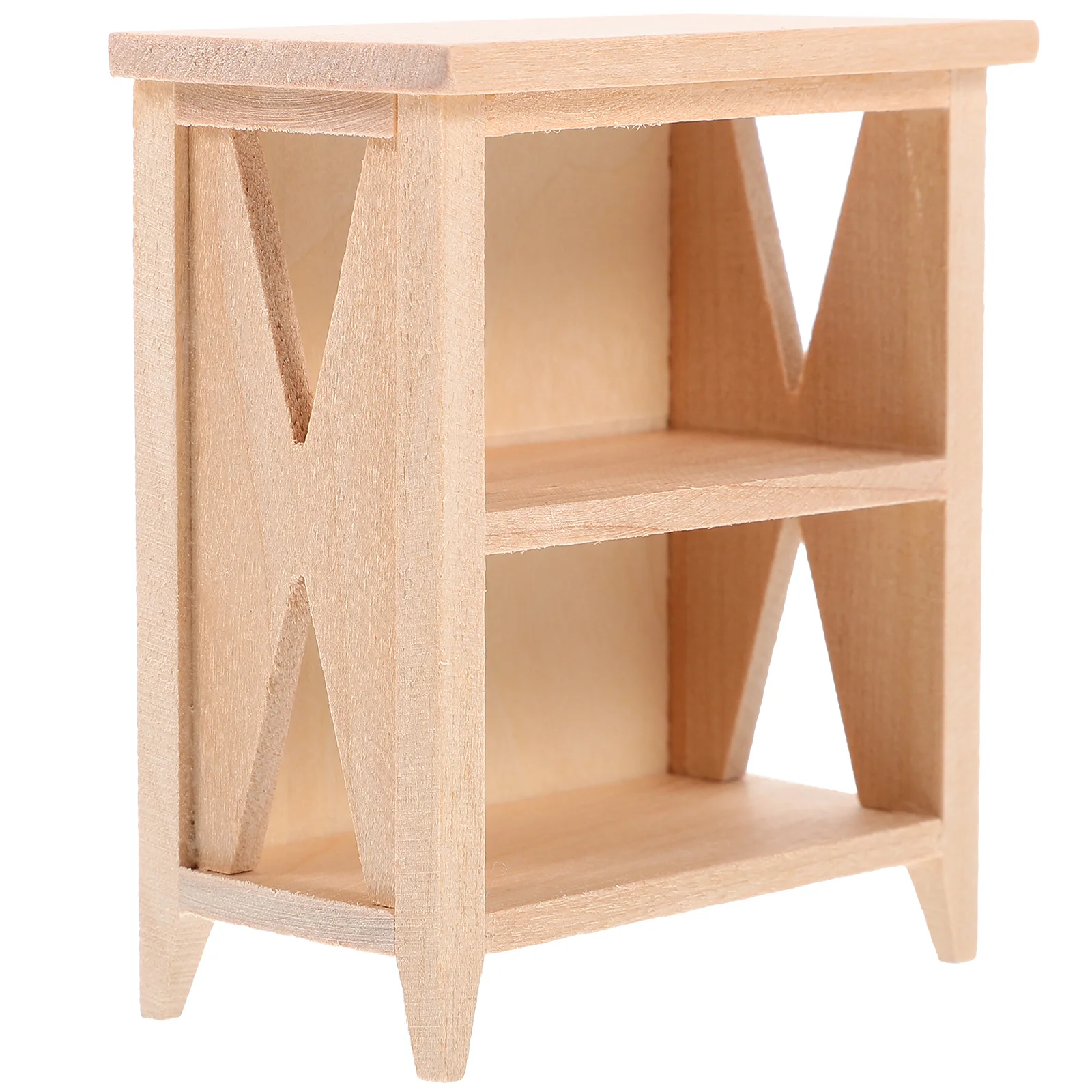 Miniature Wooden Furniture Dollhouse Cabinet Natural Wood Color Bookshelf Model Storage Decor Unfinished Toy 120 Characters