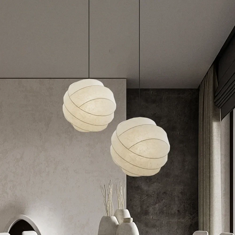 

Wabi Sabi Style Silk Living Room Pendant Light Simple Dining Room Light Creative Homestay Living Room Bedroom E27 Pendant Light