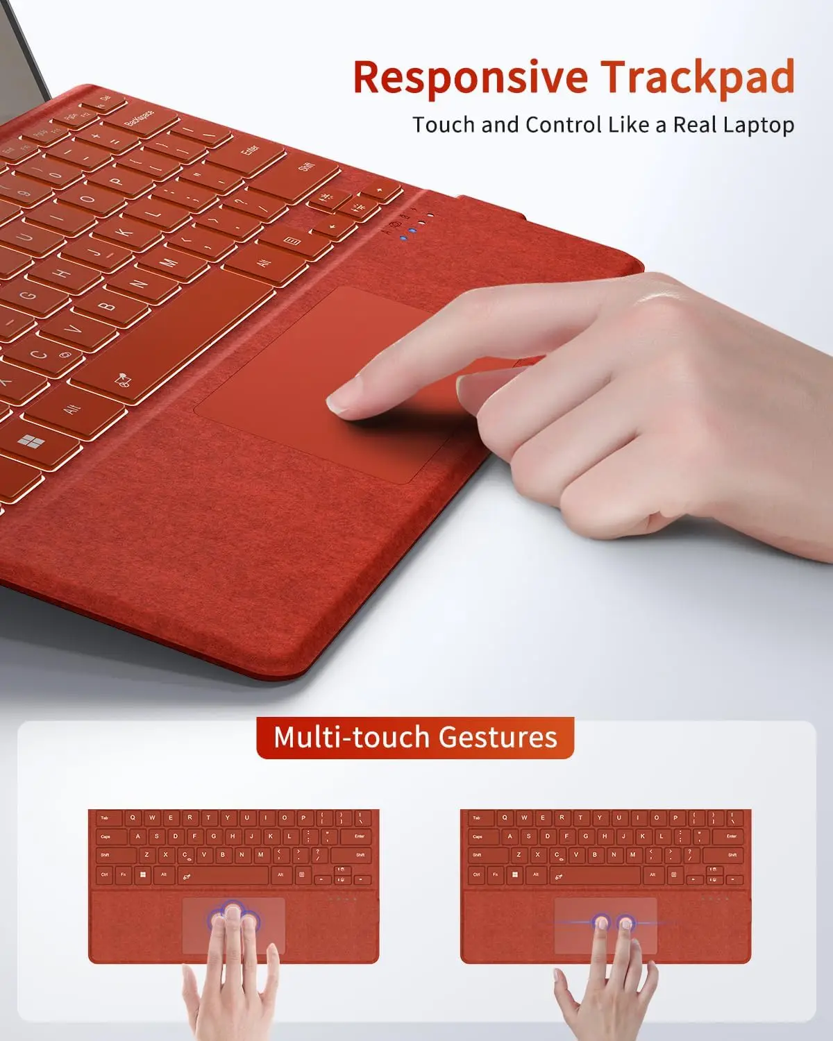 Trackpad-toetsenbord voor Microsoft Surface Pro 3 4 5 6 7 8 9 X Backlit Russisch Spaans Arabisch Portugees Frans Hebreeuws toetsenbord