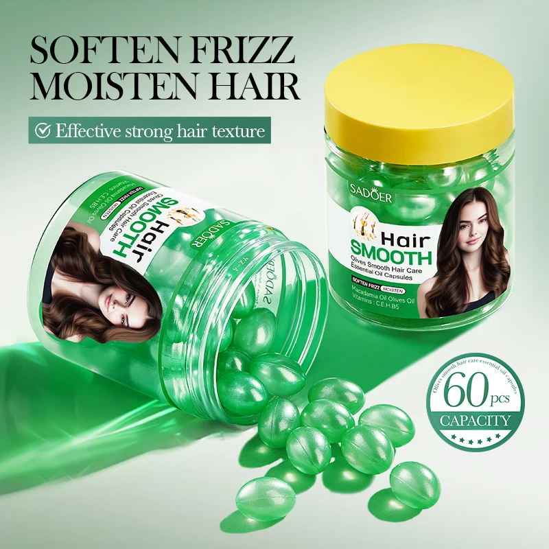 

1 Bottle of Olive Smoothing Hair Care Essential Oil Capsules, Fragrant and Non-Greasy, Care for Hair from the Inside Out, Making It Smooth, Smoothing Out Frizzy Hair, Restoring Hair Health, and Strengthening It