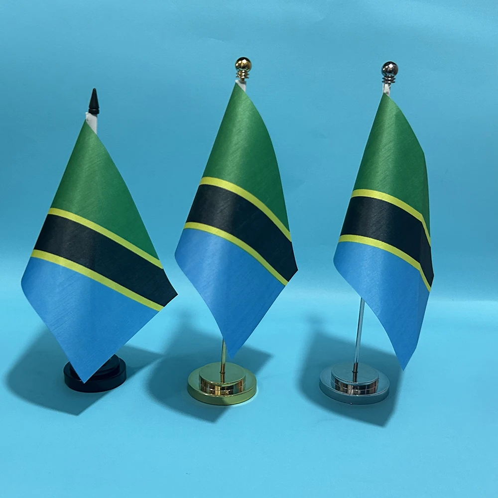 Флаг Танзании для офисного стола SKY FLAG, 14x21 см, полиэстер, национальный флаг Танзании, настольные украшения, флаги для декора стола