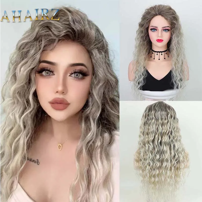 

Synthetic Gradient Blonde Wig Long Curly Fake Hair for Women Fluffy Hairstyle Wave Wig Costume Carnival Party Curly Wig