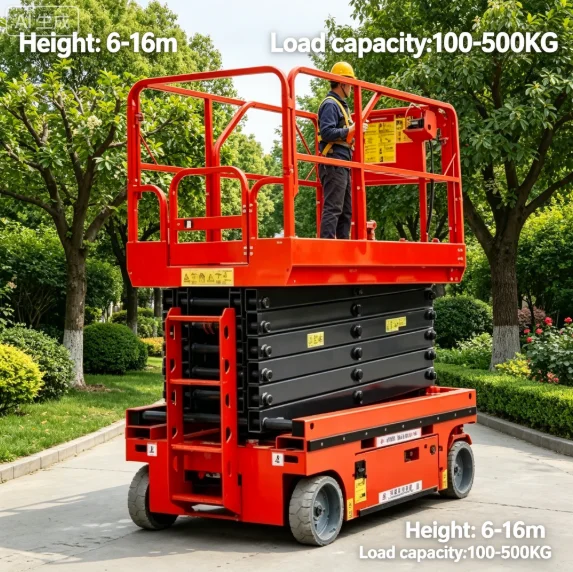 Customized 4-18 Meters Lifting Height With 320kg Automatic Hydraulic Scissor Lifting Platform