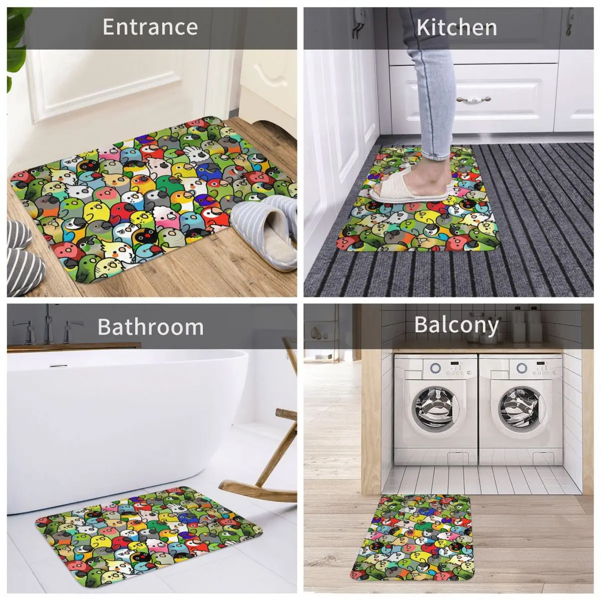 Non-slip Doormat Everybirdy Pattern Bath Kitchen Mat Prayer Carpet Flannel Pattern Decor