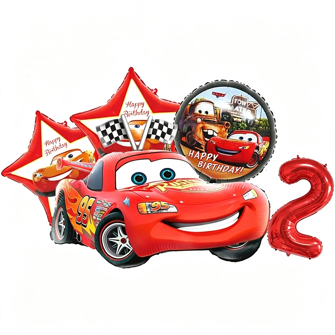 New Lightning McQueen Car Theme Foil Balloons Set Number 1-8 Balloon Cartoon Car Happy Birthday Party Decoration Party Prop Gift