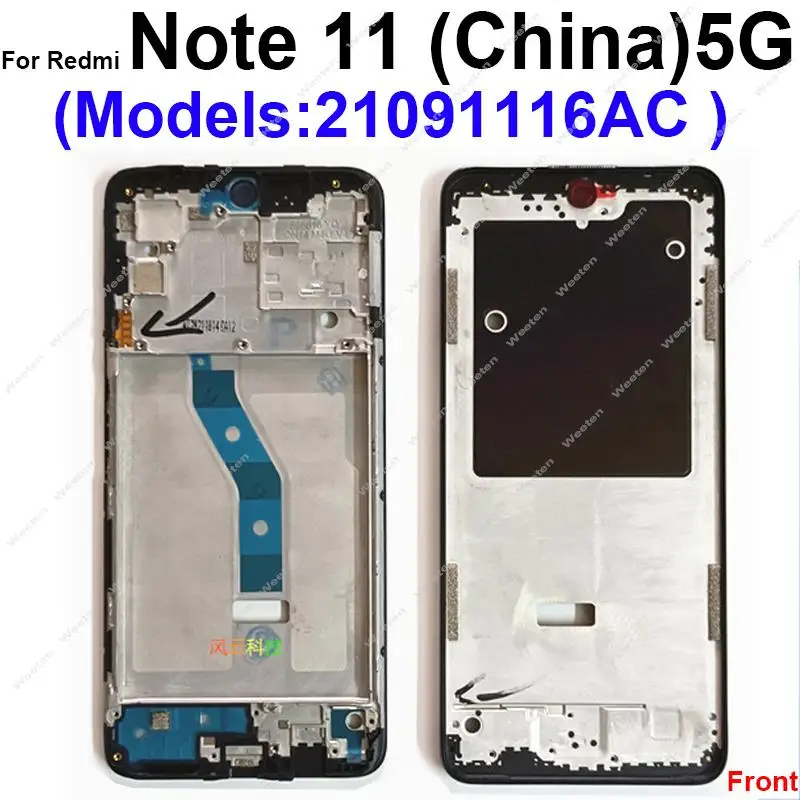 Middle Frame Housing For Xiaomi Redmi Note 11 Note 11 Pro Plus China 5G Front LCD Frame Cover Middle Housing with Side Keys