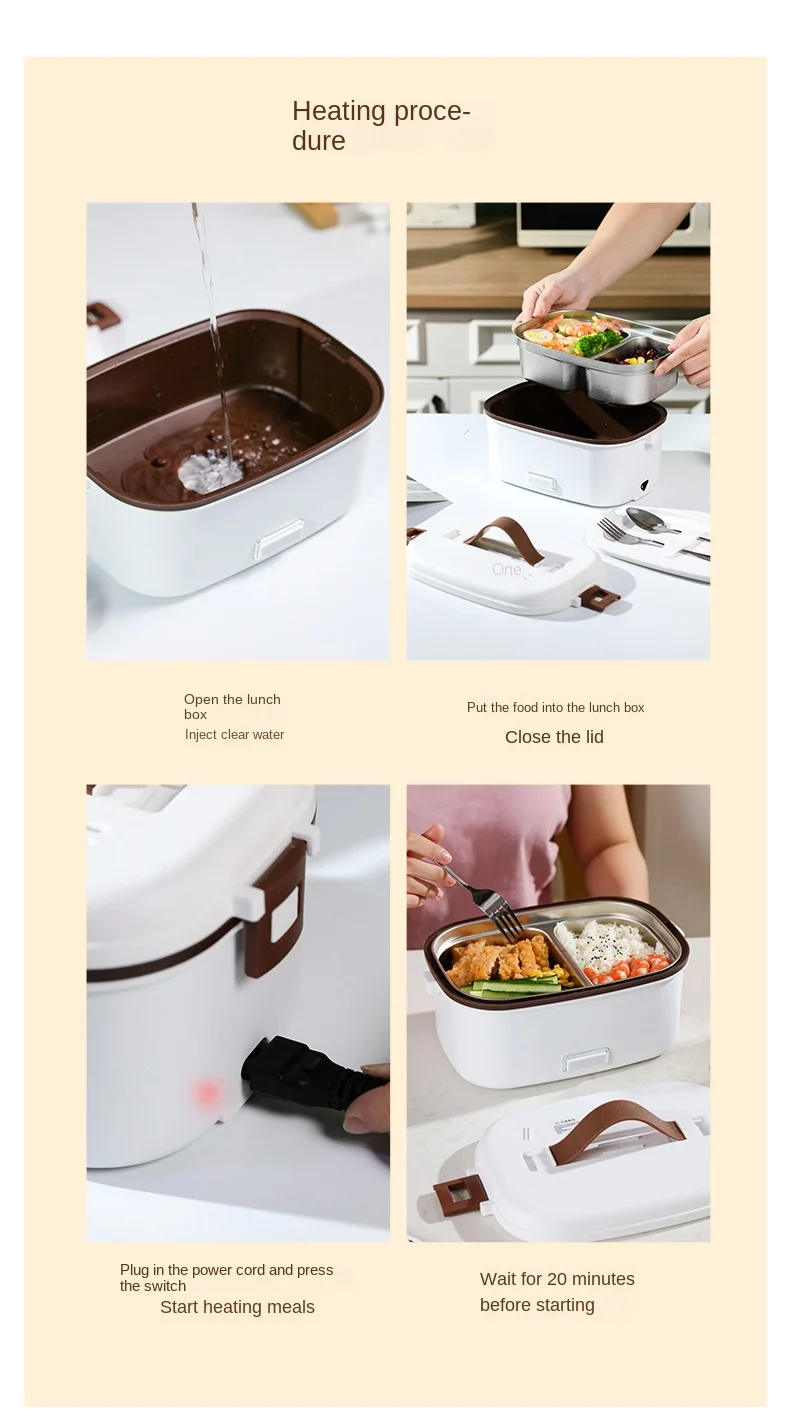 Home And Car Electric Lunch Heating Box Rice Cooker 110V 220V 12V Multi Cooker With Stainless Steel Inner 1L