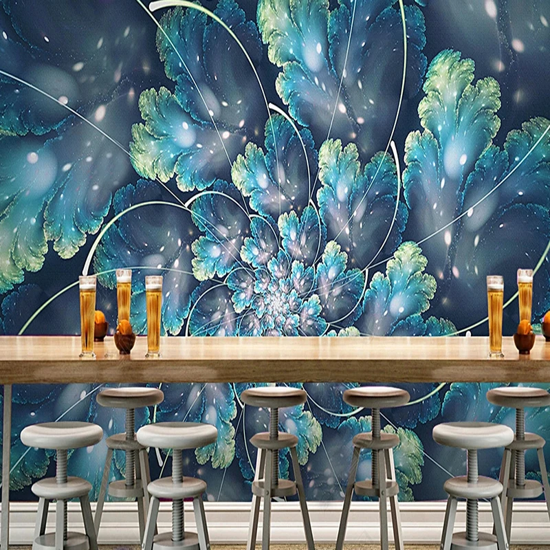 Custom 3D Mural Wallpaper Nordic Hand Painted Dazzle Flower Art Wall Paper Sticker For Bar KTV Decoration Murales De Pared 3D