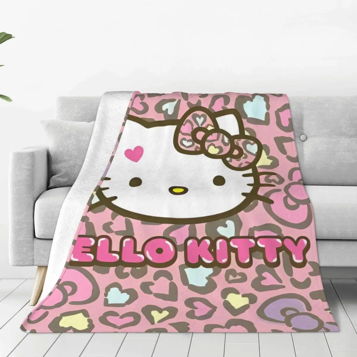

Kawaii Hello Kitty Warm Blankets Cute Cartoon Decorative Plush Throw Blanket Living Room Flannel Bedspread Sofa Bed Cover
