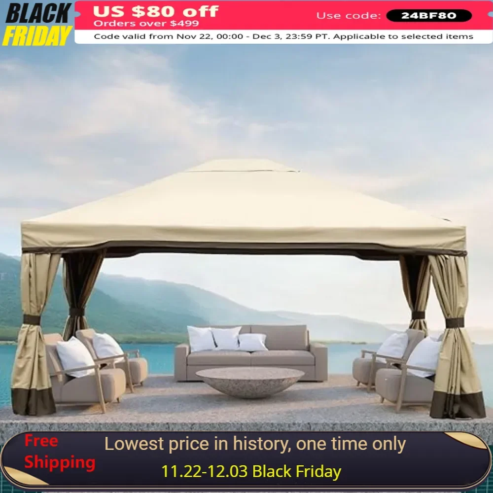 

Gazebos, 12x14 Ft. with Privacy Curtains and Netting, Canopy Shelter, Outdoor Aluminum Gazebo