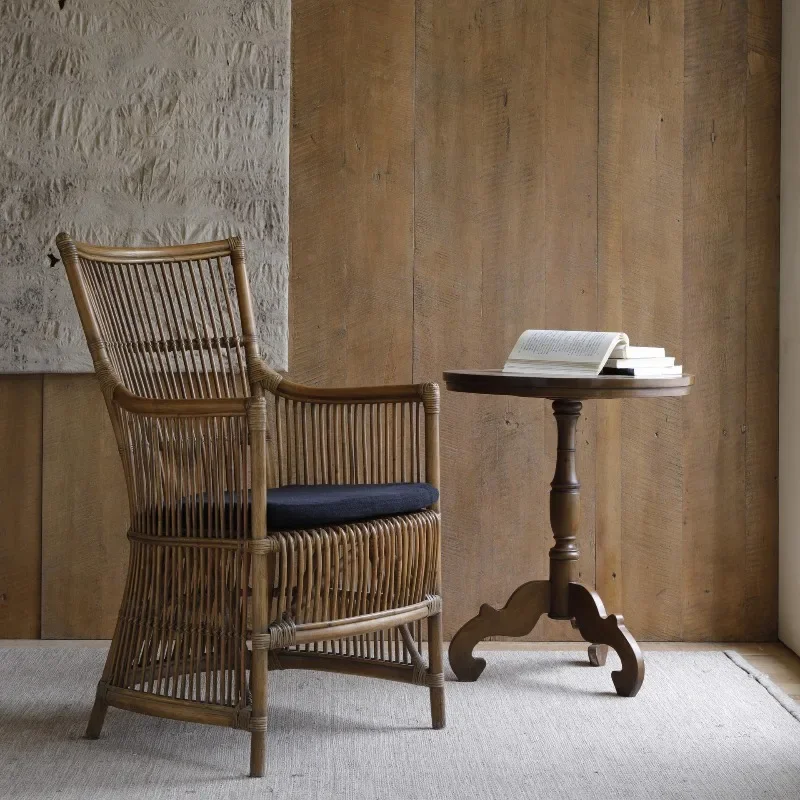 

Rattan chair, real rattan single study chair, retro old rattan chair simple