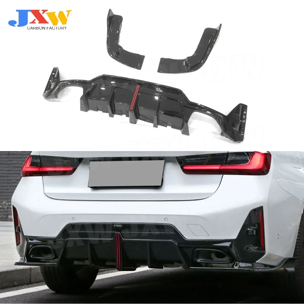 

ABS Rear Bumper Diffuser Splitters for BMW 3 serise G20 G28 2023+ Rear Bumper Lip with LED Light Bodykit Car Styling