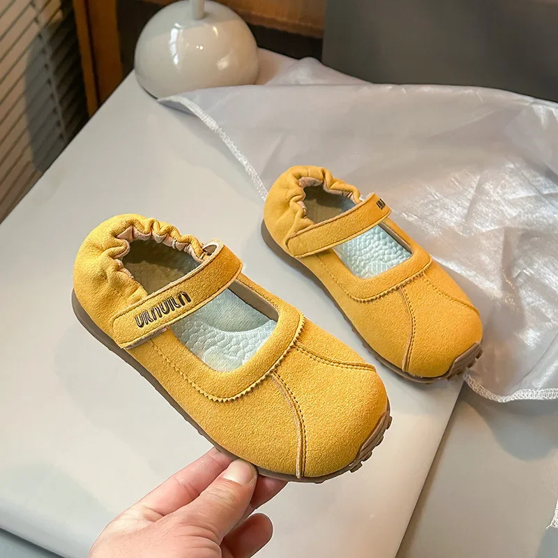 

Весенняя детская повседневная обувь, модная эластичная обувь Мэри Джейн в стиле ретро с неглубоким носком для девочек, нескользящая детская танцевальная обувь на мягкой подошве