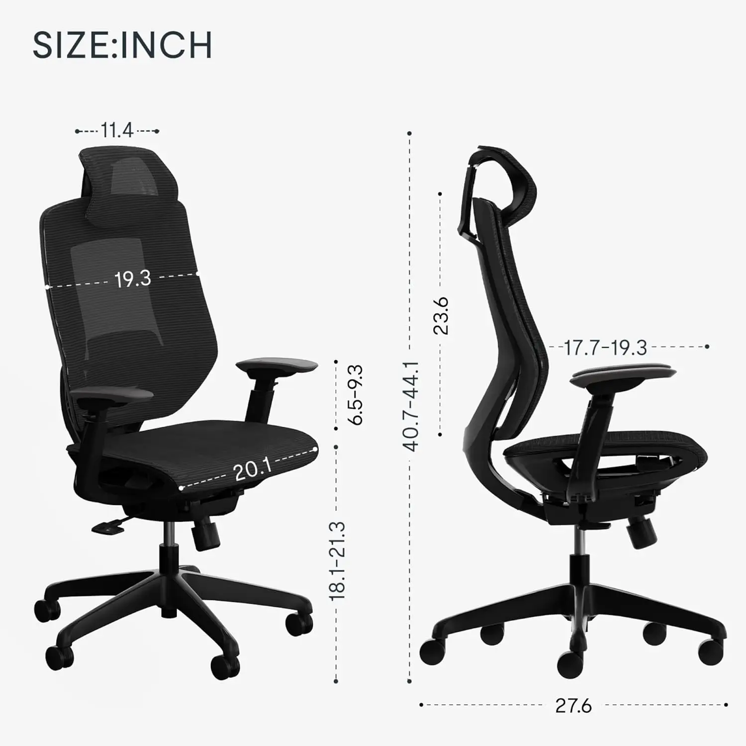 Upgraded OC6 500LBS Big and Tall Office Chair Heavy Duty4D Armrest Mesh Ergonomic Home Office Chair with High BackLumbar Support