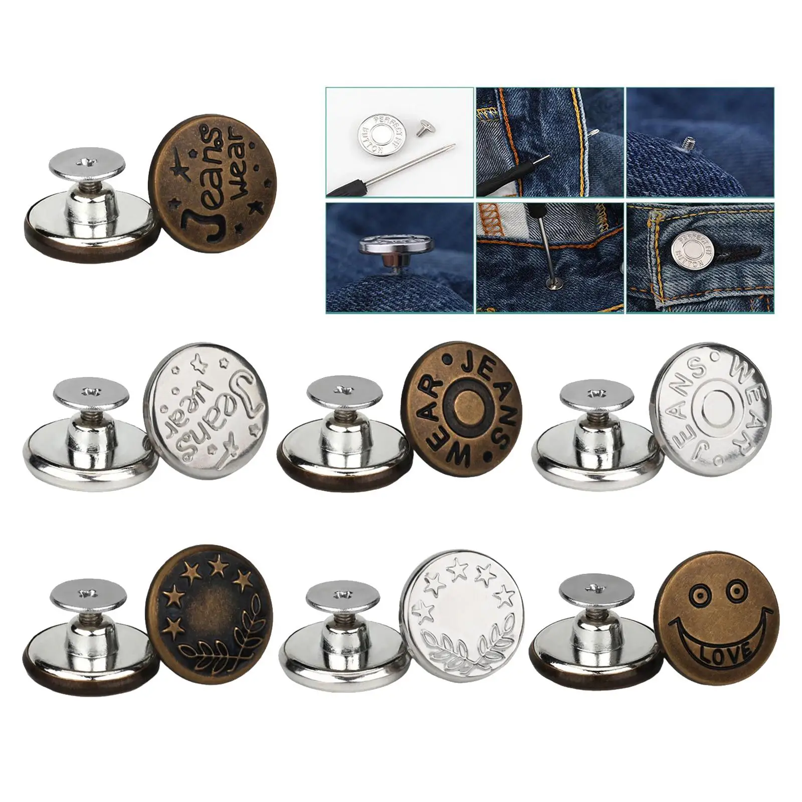 3 Pieces Adjustable Pins Replacement Removable , , Detachable Pants Button