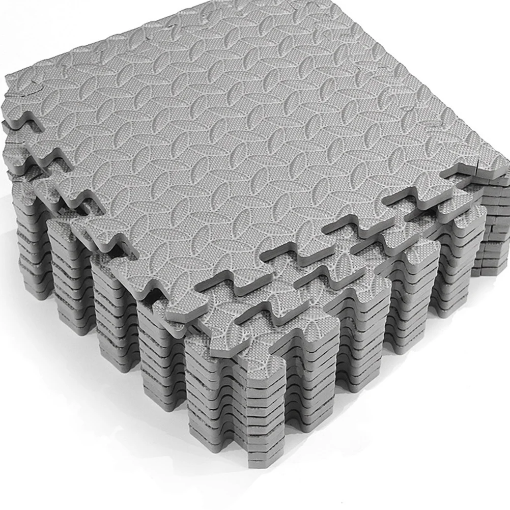 12Pcs Floor Mat Premium Eva Leaf Grain Splicing Mat Non-Slip Waterproof for Indoor Outdoor Use Gym Dance Room Kitchen