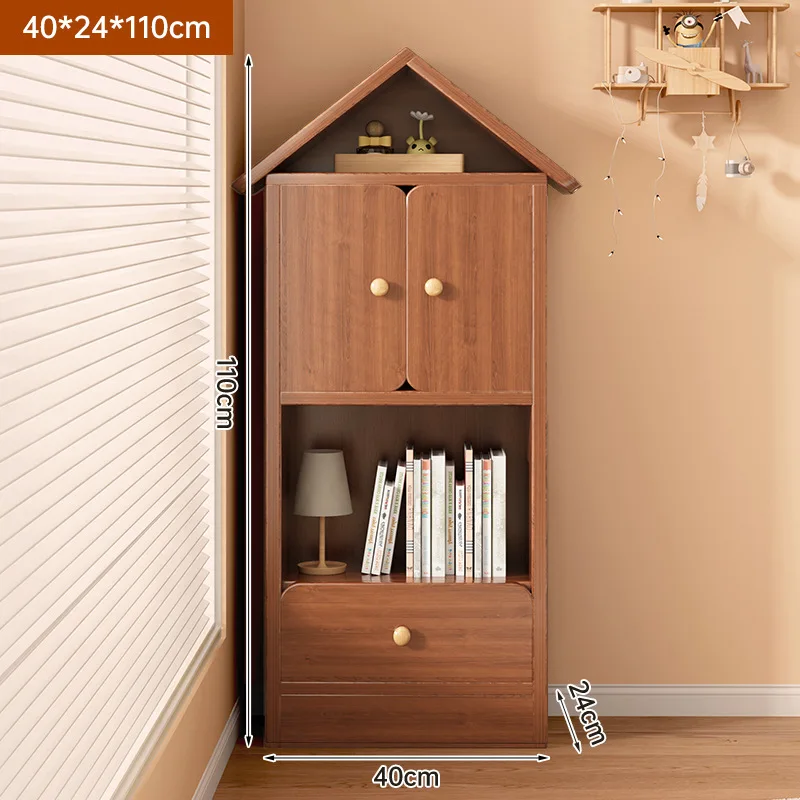 Kinderbücherregal aus Massivholz, Kinderschrank in Hausform, Kleinkindregal mit Kippschutz für den Kindergarten