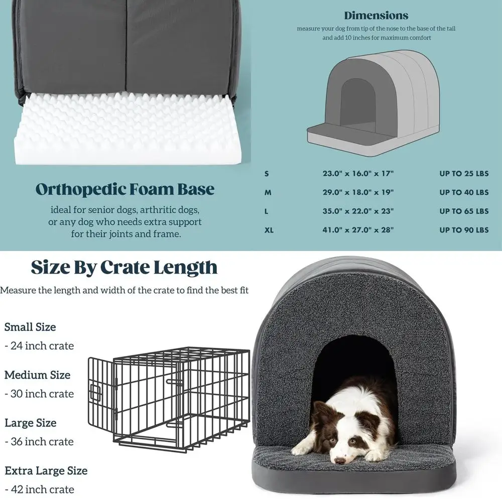 

Ортопедическая лежанка-палатка для собак с пеной «ячеистая структура», водонепроницаемым чехлом, нескользящим основанием, подходит для крупных собак, для клетки 42, 41x27