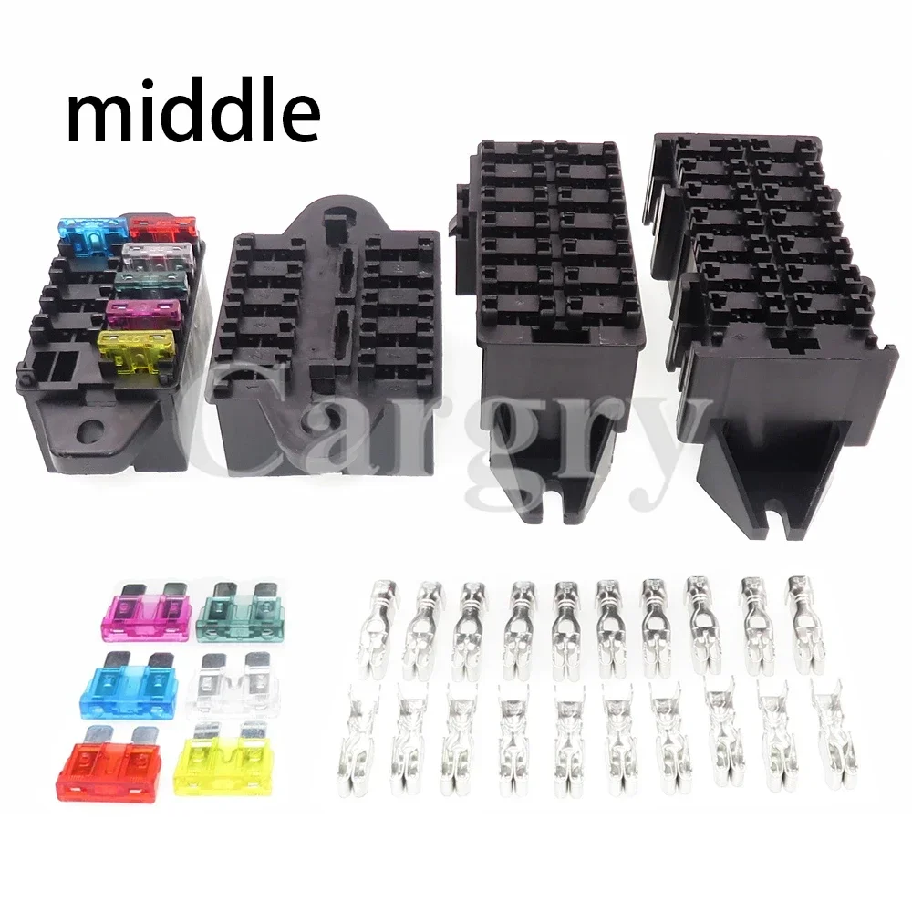 

1 Set 9 10 14 Ways Medium Car Insurance Socket Middle Fuse Box Holder Standard Automobile AC Assembly Circuit Controller Box