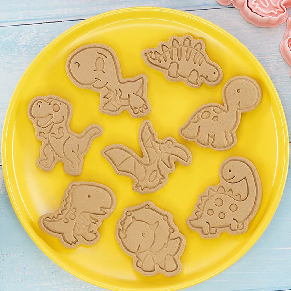 8Pcs Dinosaur Cookie Mold for Baking PP Material Safe and Animal Shaped Biscuit Molds Cookie Mold Fondant Molds