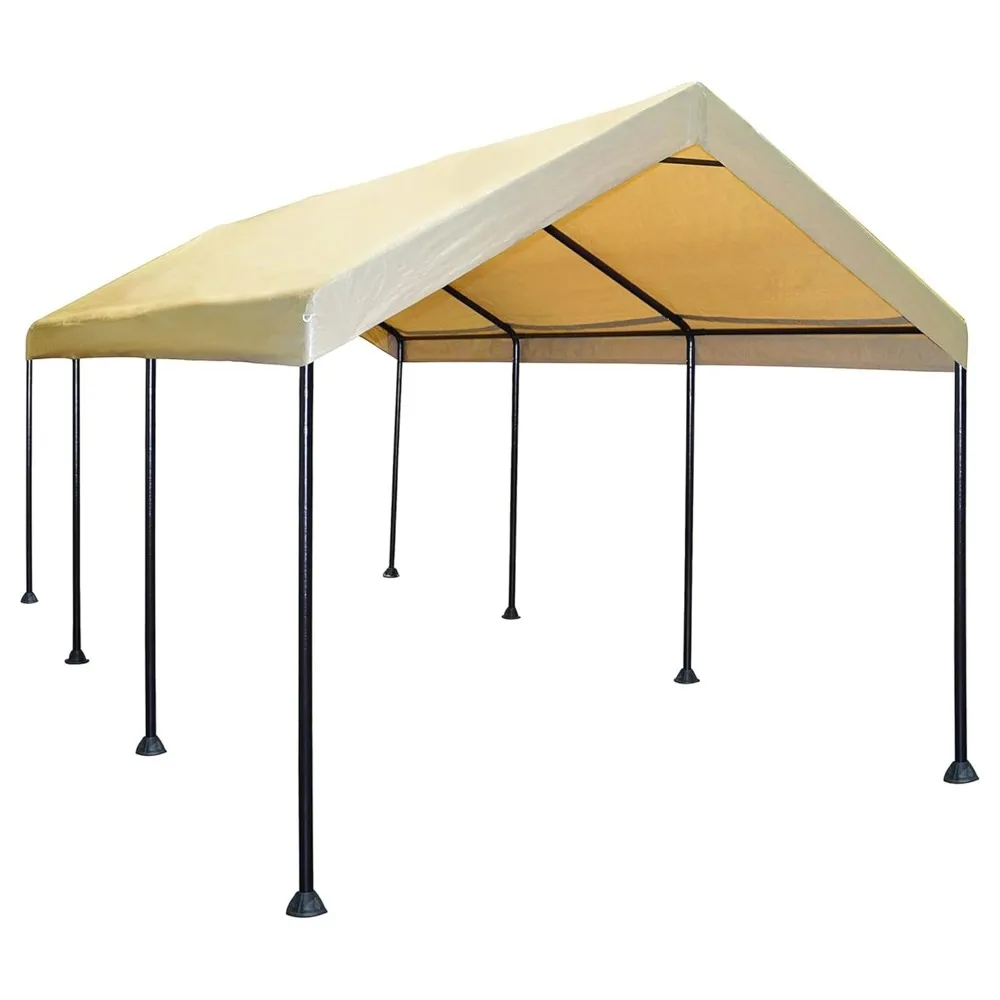 

Canopy Mega Domain Carport with Waterproof Polyethylene Top, Durable Steel Frame, Compression Lock, and Easy Assembly
