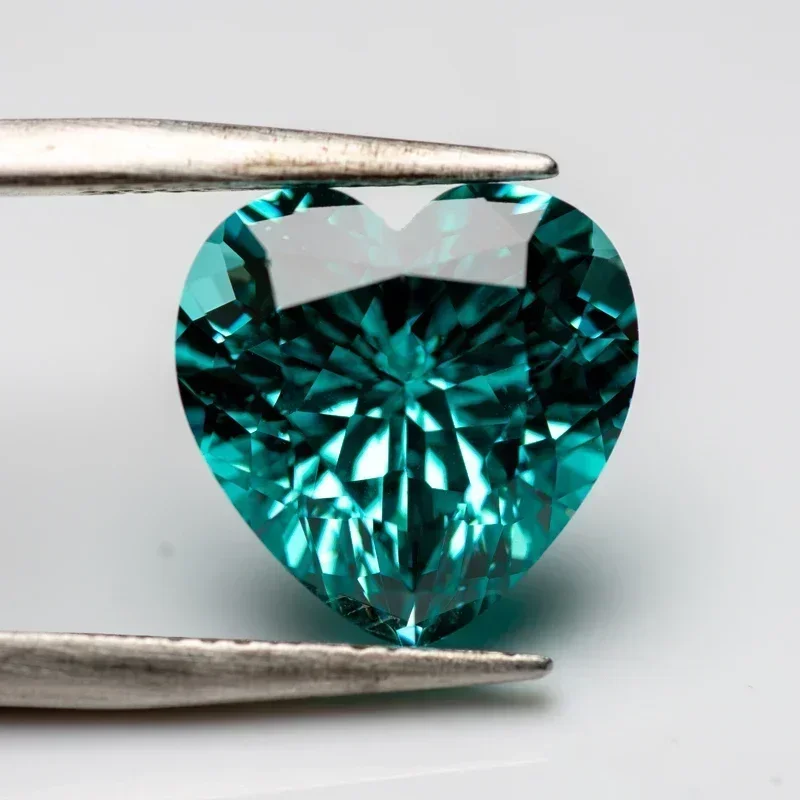 Wholesale Lab Grown Sapphire Paraiba Heart-shaped VVS1 Charms Diy Advanced Jewelry Making Materials Selectable AGL Certificate