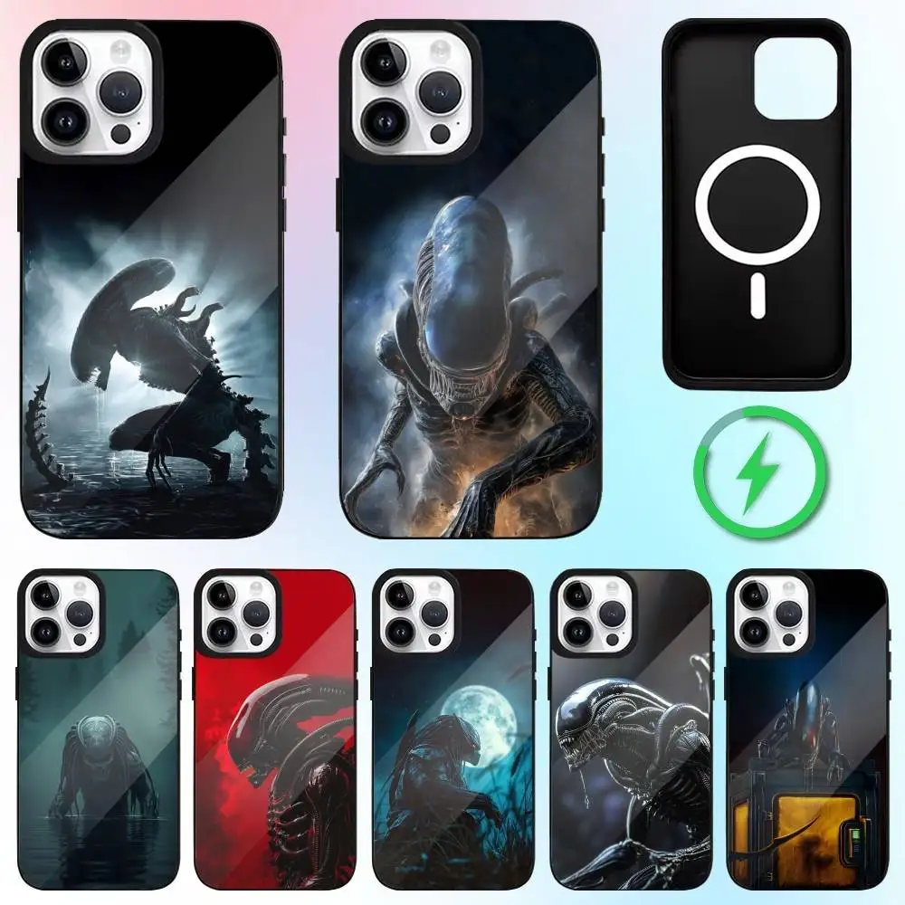 

A-Alien X-Xenomorph P-Predator Phone Case For iPhone17,16,15,14,13,12,11 Plus,Pro Max Magnetic For Magsafe Wireless Charging