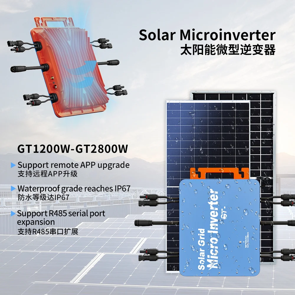 Solar Inverter Tuya WIFI  on Grid MPPT Solar Power Photovoltaic System 1200W 1600W 2000W Waterproof  Micro Inverter DC to AC