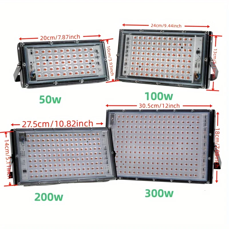 전체 스펙트럼 LED 성장 빛 Phyto 램프 AC 220V 50W 100W 온실 수경 식물 성장 투광 조명에 대 한 EU 플러그