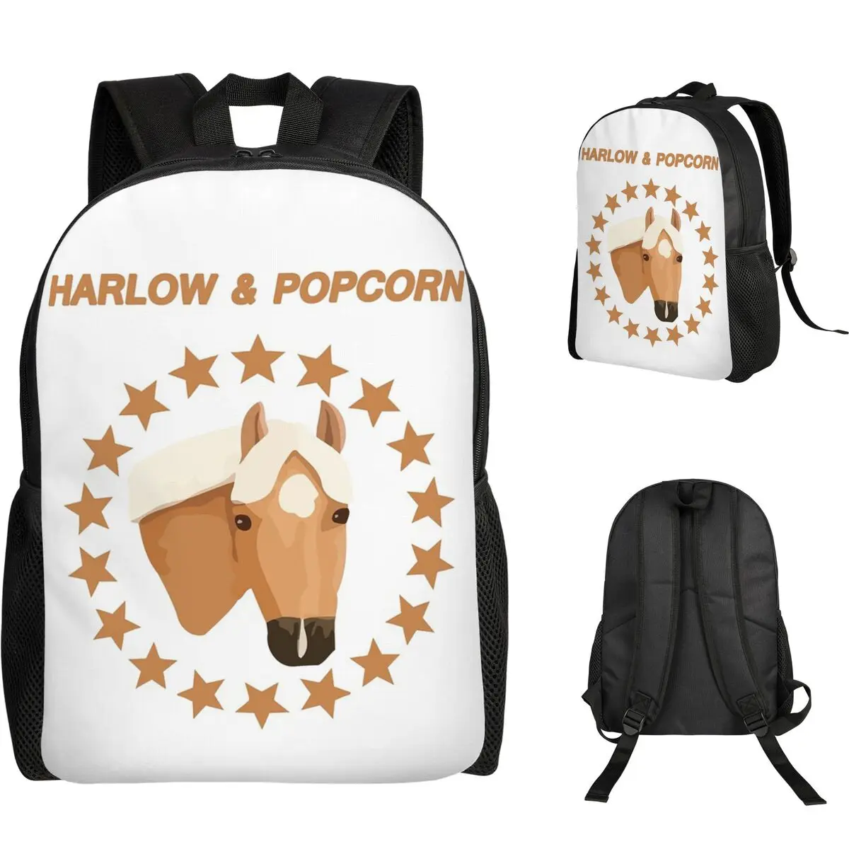 

Harlow And Popcorn Merch Popcorn The Pony Backpack School Bag Hiking Travel Daypack for Men Women Fashion Bookbag Shoulder Bags
