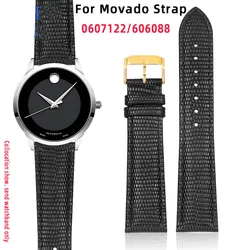For Movado Mofantuo Classic Series 0607122/606088 Lizard Pattern cowhide strap 15mm 21mm black for men and women