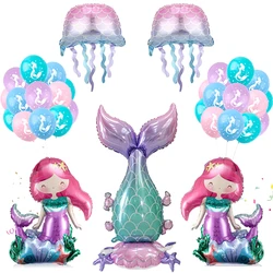 Mermaid Balloon Shell Jellyfish Foil Balloon Mermaid Set Underwater Theme Women Girls Birthday Party Wedding Baby Shower Decor