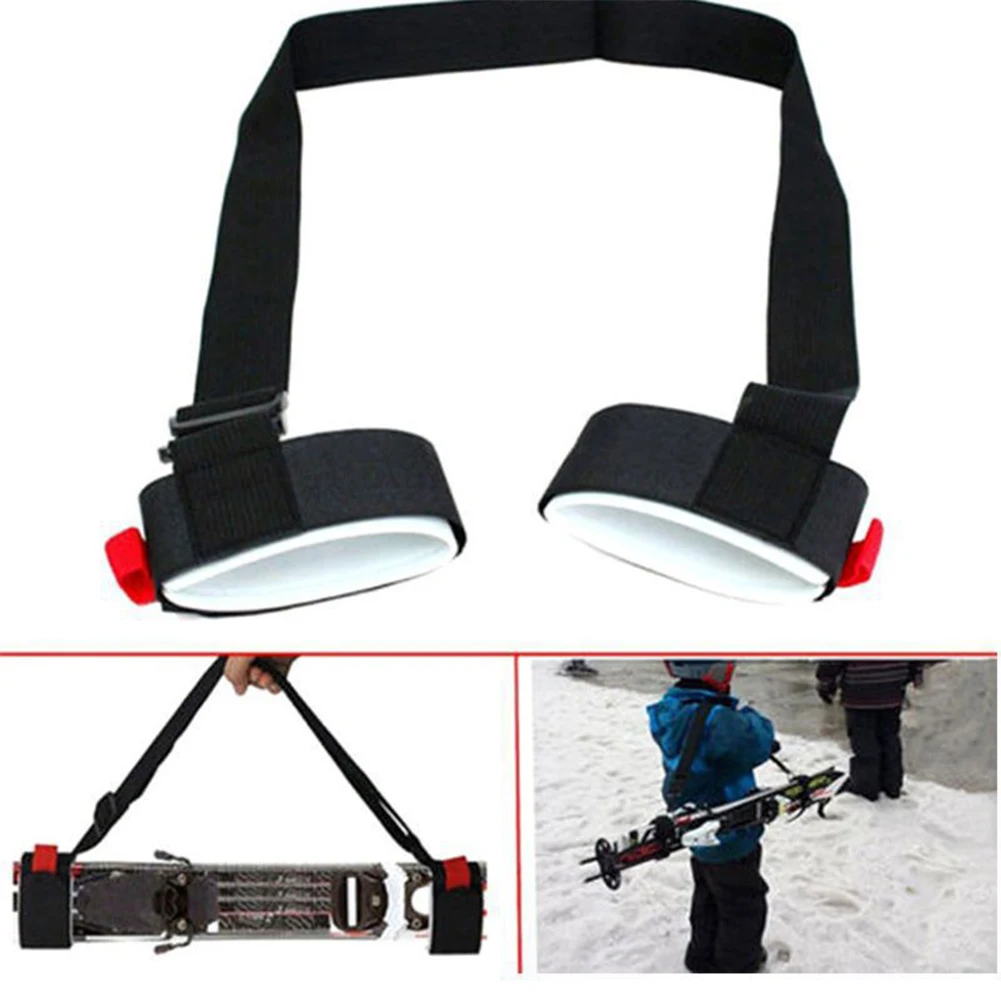 1/2Pcs Skiing Strap Adjustable Skiing Pole Shoulder Hand Carrier Lash Handle Straps Porter Hook Loop Protecting For Ski board