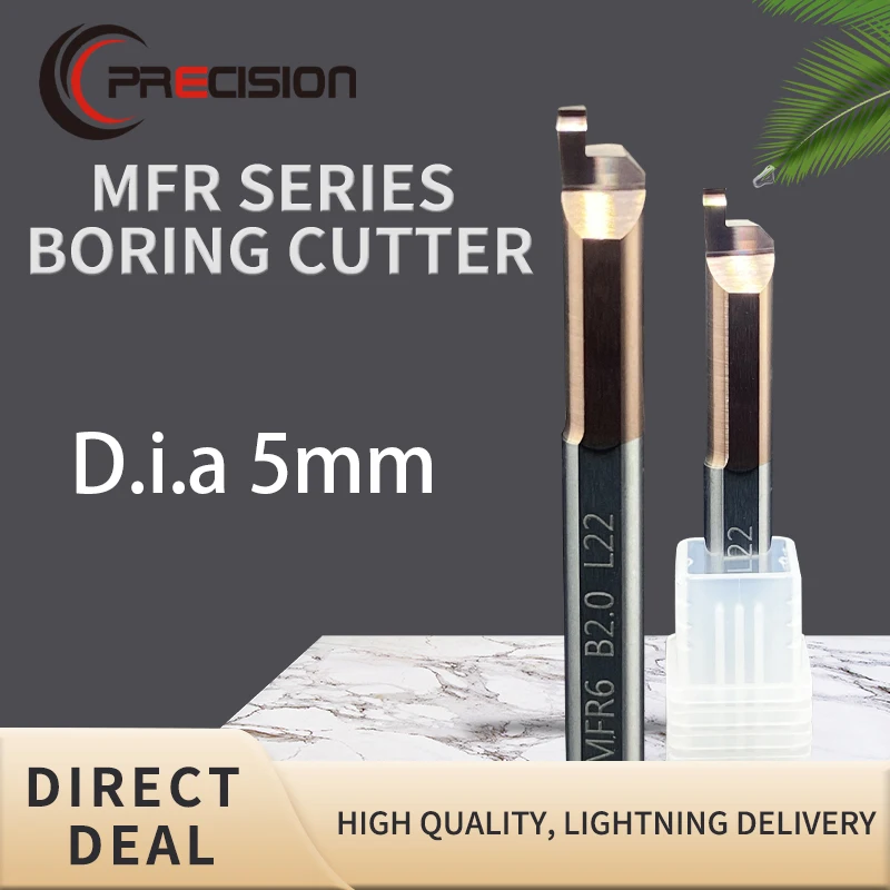 PRECISION  MFR5 Solid Carbide Turning Tools For Profiling&Boring Small Hole Turning Lathe Tools CNC Boring Cutter 5mm