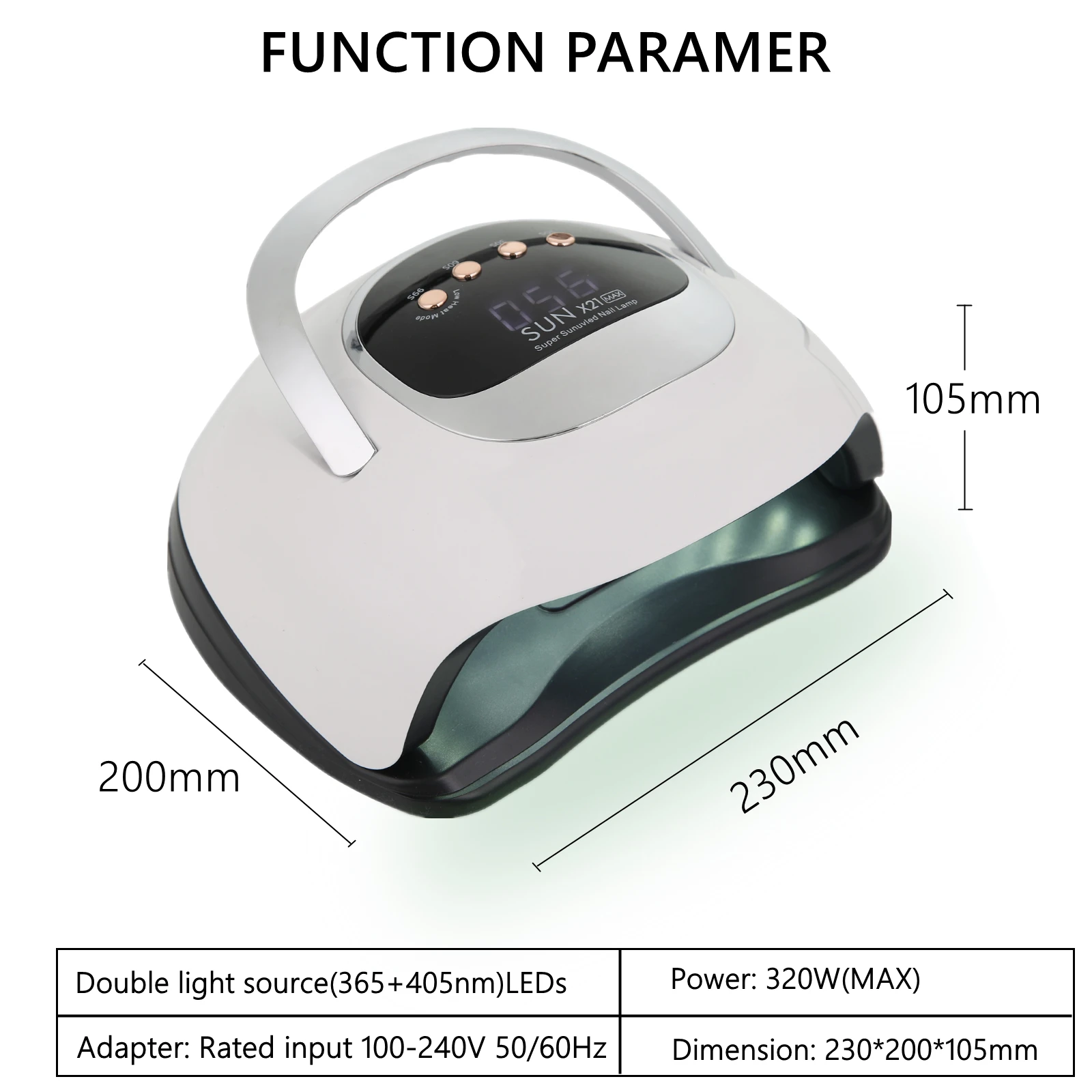 SUN X21 MAX Nail Dryer Machine 72 LEDs UV LED Lamp for Nails Gel Polish Curing Manicure Lamp 10/30/60/99s Timer LCD Display