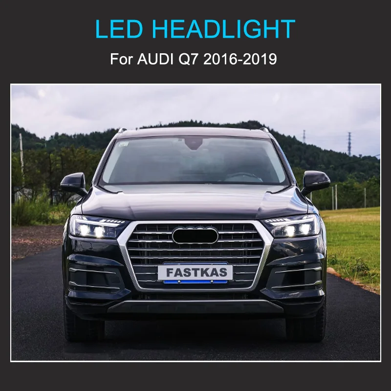 1 Pair LED Upgrade Headlight for Audi Q7 2016-2019 Headlights Plug and Play with Full LED Turning DRL Upgrade Head Lamps