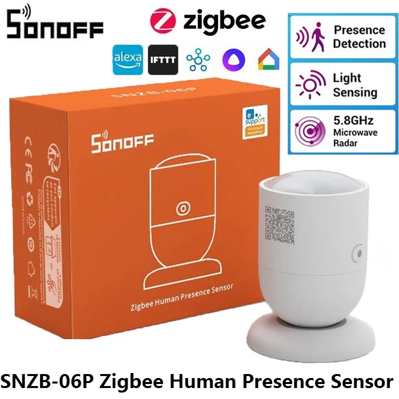 

SONOFF Zigbee Human Presence Sensor SNZB-06P Presence Detection Light Sensing Smart Home Automation Support Google Alexa