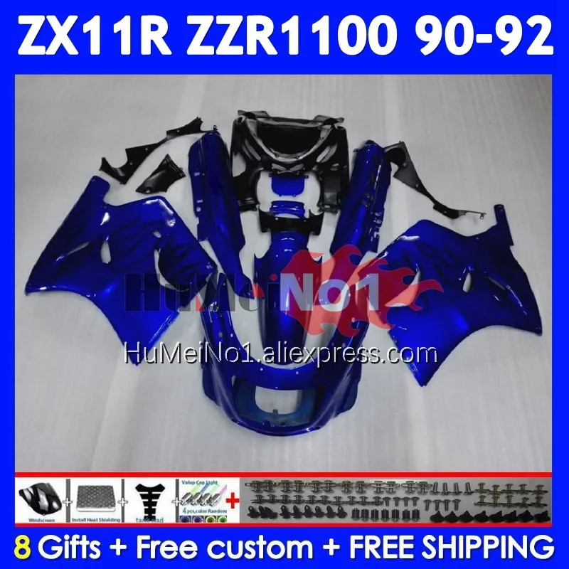 ZX-11R For KAWASAKI NINJA ZX11 ZZR 1100 ZZR-1100 222No.2 Blue black ZZR1100 ZX 11R 11 R ZX11R 90 91 92 1990 1991 1992 Fairing