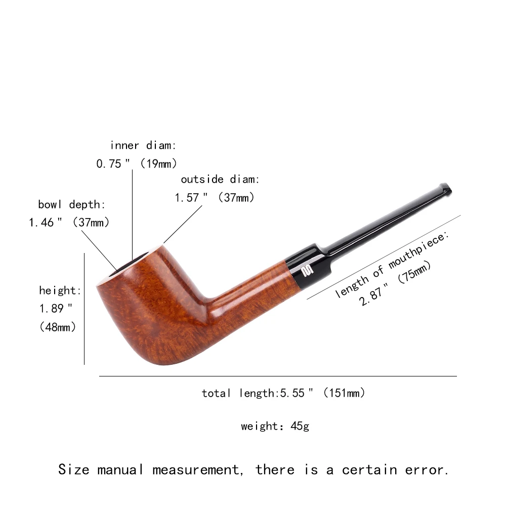 BILLIARD CURVET model tobacco pipe briar tobacco pipe saddle pipe mouthpiece straight handle bowl diameter 19mm bowl depth 37mm