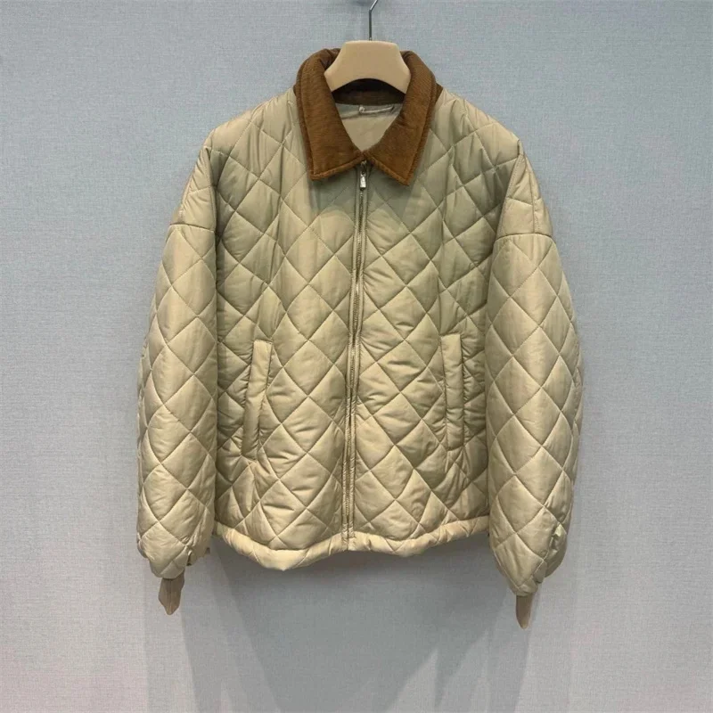 For Women Winter Coat U481171 New Clothing Diamond Corduroy Jackets Loose Thermal Jacket Clothes Keep Warm Cotton Design 24ss