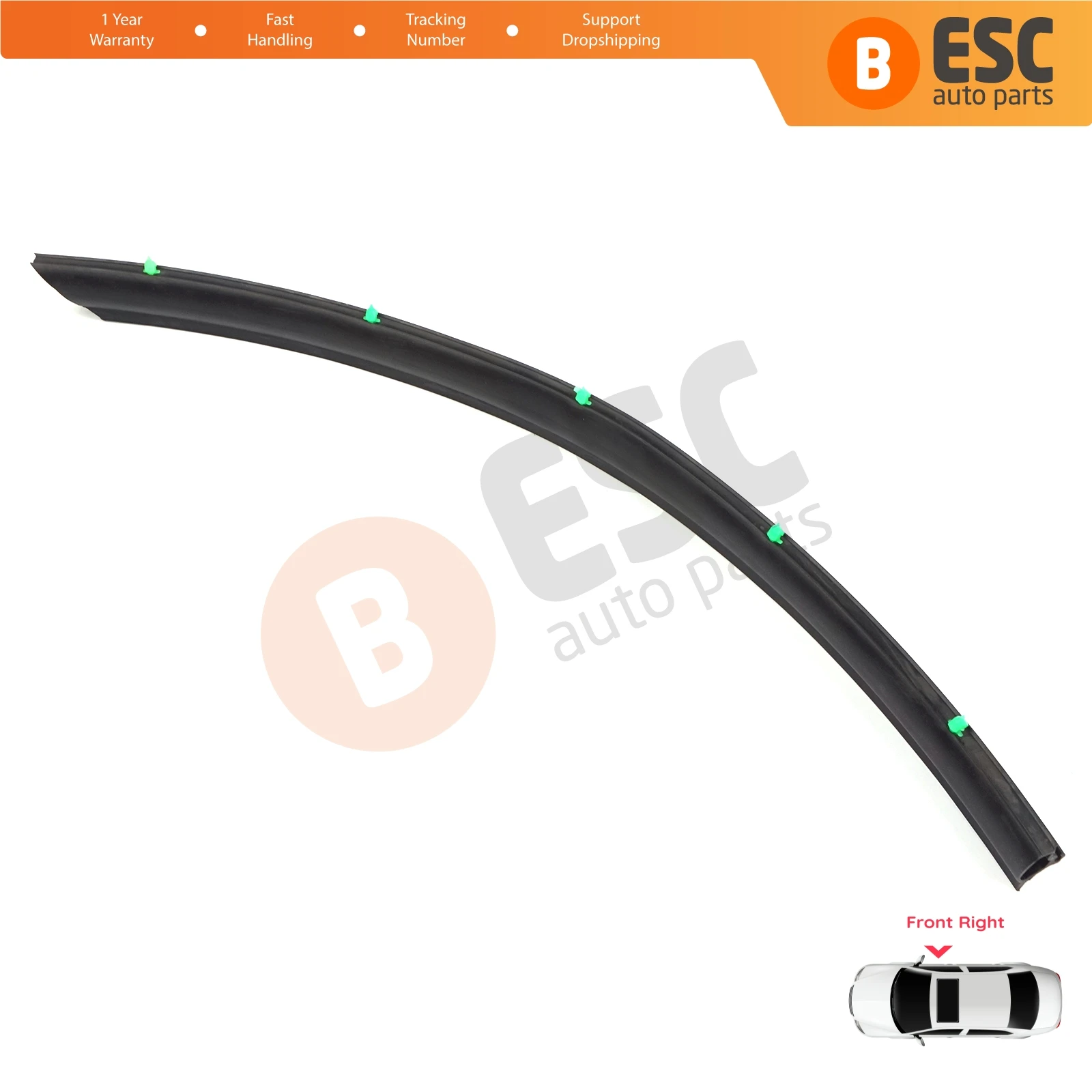 

ESP1144-2 Front Right Door Inner Fender Arch Rubber Seal With Clips for VW Transporter T5 T6 T6.1 Caravelle Multivan 7H0837566