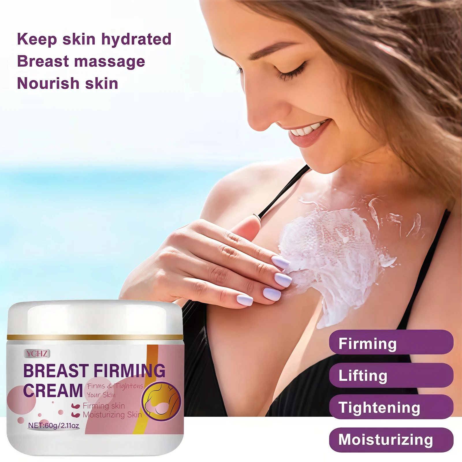 Women's Breast Care Cream - Strengthens and Firms the Skin - Suitable for All Skin Types, Moisturizing Formula, Softens Skin, Firms the Breasts - 60g view 3