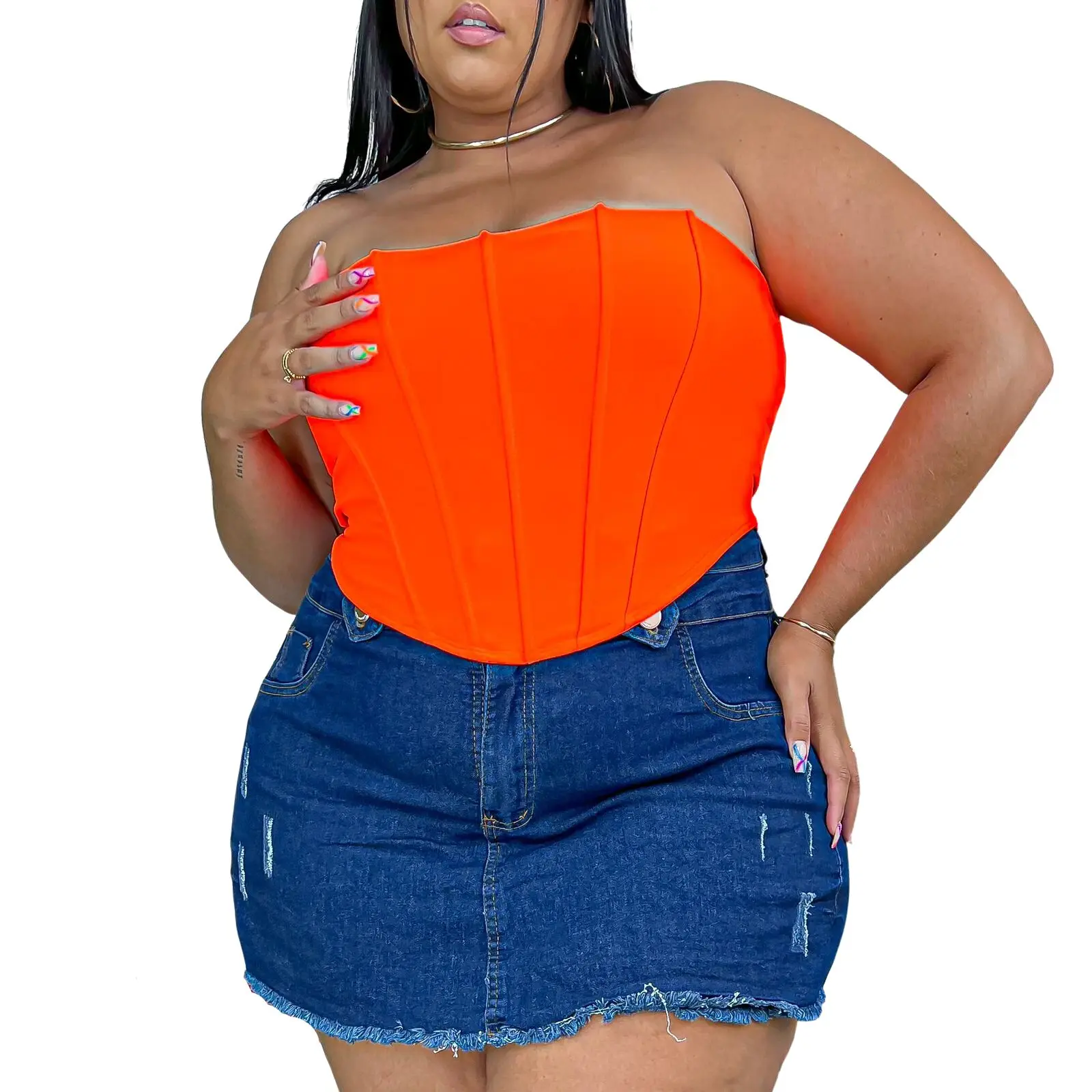 Cropped Top Corselet Female Plus Size Tome Drop