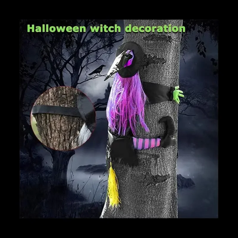 

Halloween Mini Fun Witch Crash Tree Doll Creative Tree Hugging Witch Scary Glow Doll Witch Crash Tree Witch Party Hangings