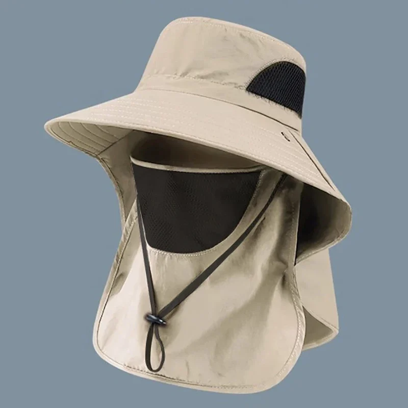 Summer Sun Hats UV Protection Outdoor Hunting Fishing Cap For Men Women Hiking Camping Visor Bucket Hat Neck Flap Fisherman Hat image 6