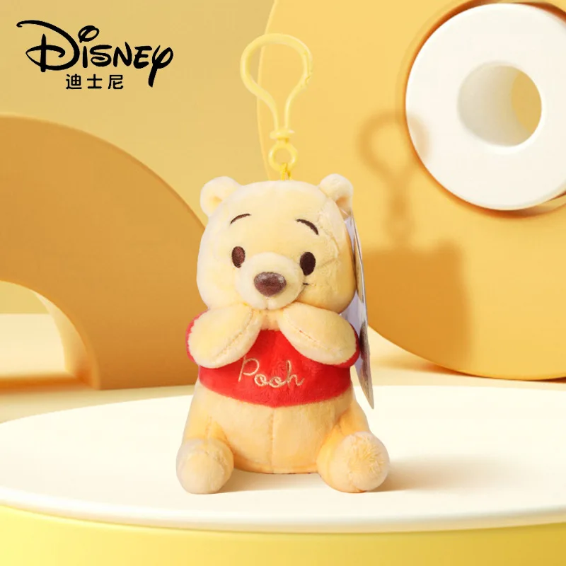 Disney Doll Winnie Bear Plush Toy, Lindo bolso colgante, regalo de Navidad, accesorios de mochila, llaveros de Anime de peluche de dibujos animados