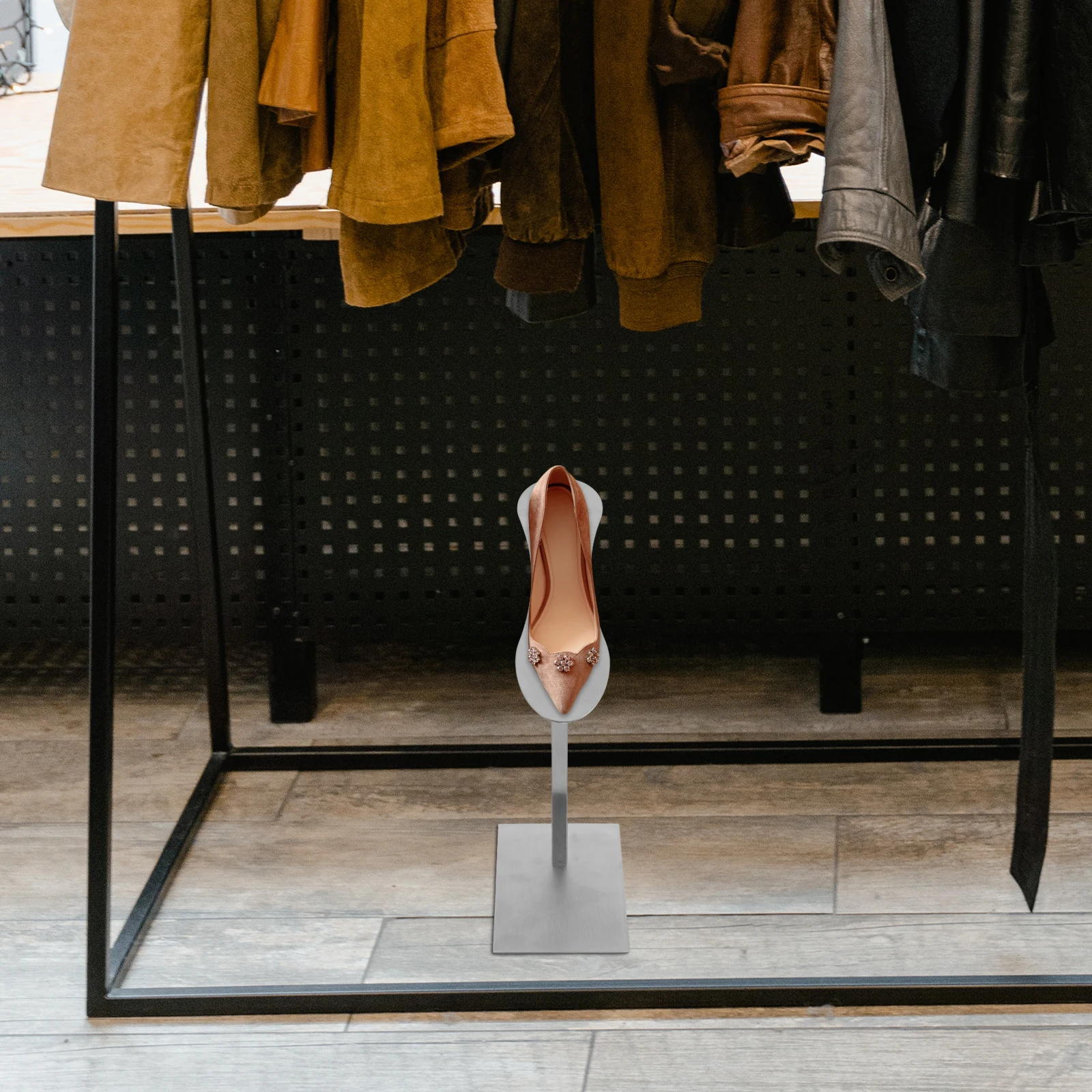 

Stainless Steel Shoe Rack High Heel Display Shelf Bracket St for Shop Metal 8 Pieces Silver Adjustable Height Save Space Shoe